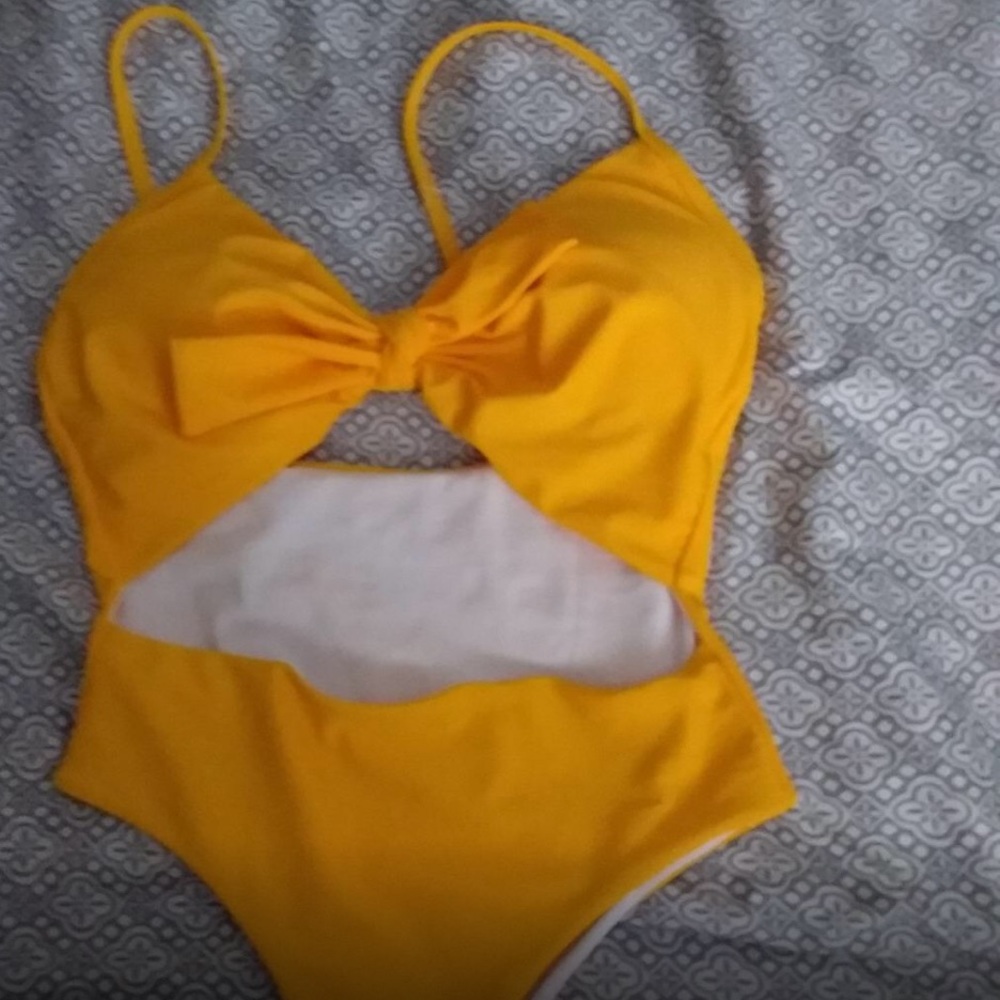 Yellow cutout monokini.
